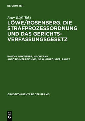 Cover image for Mrk/Ipbpr; Nachtrag; Autorenverzeichnis; Gesamtregister