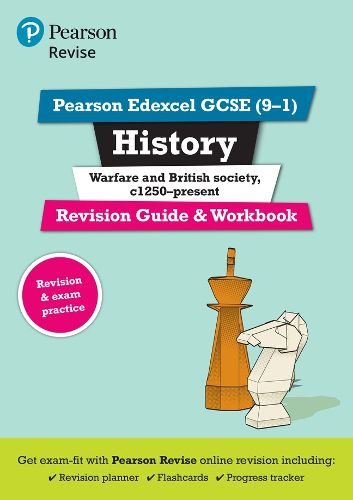 Cover image for Pearson REVISE Edexcel GCSE (9-1) History Warfare and British Society Revision Guide and Workbook: for home learning, 2022 and 2023 assessments and exams