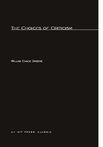 Cover image for The Choices of Criticism