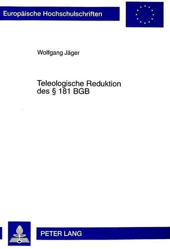 Cover image for Teleologische Reduktion Des 181 Bgb