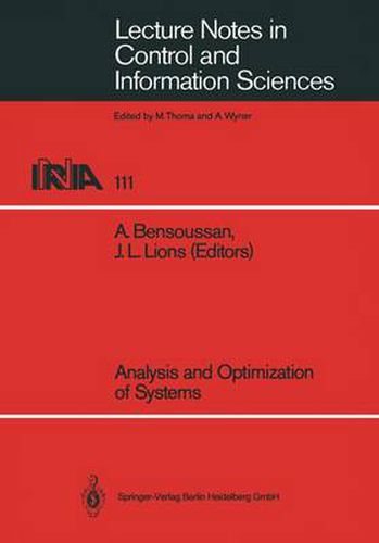 Cover image for Analysis and Optimization of Systems