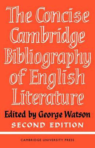 Cover image for The Concise Cambridge Bibliography of English Literature, 600-1950