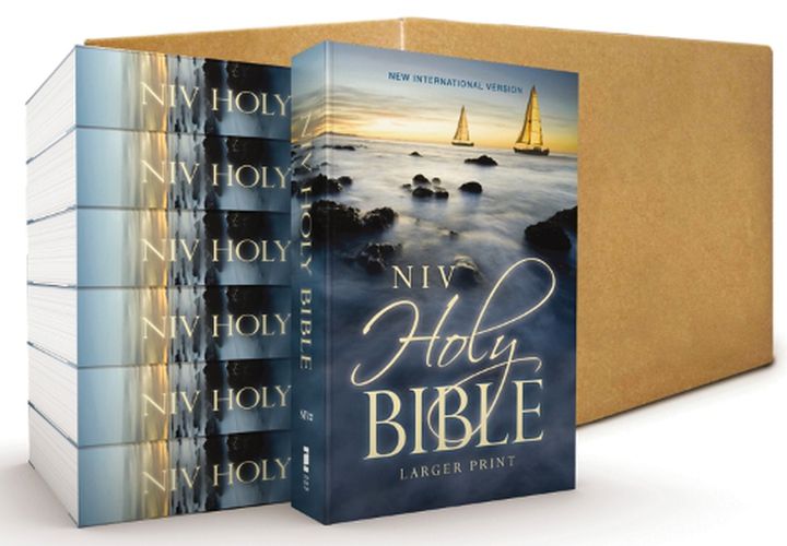 Cover image for NIV, Holy Bible, Larger Print, Economy Edition, Paperback, Blue, Case of 24, Comfort Print