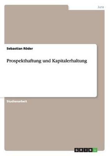 Cover image for Prospekthaftung Und Kapitalerhaltung