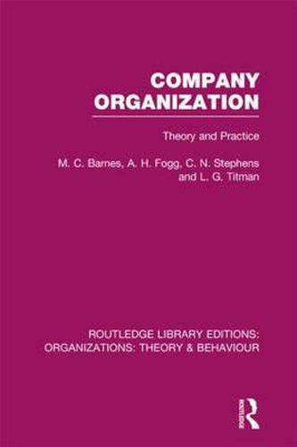 Cover image for Company Organization (RLE: Organizations): Theory and Practice