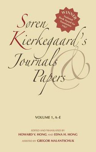Cover image for Soren Kierkegaard's Journals and Papers, Volume 1: A-E