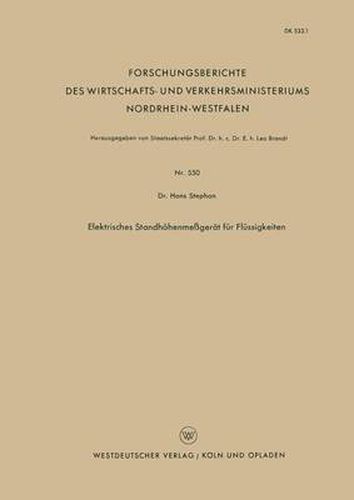 Cover image for Elektrisches Standhoehenmessgerat Fur Flussigkeiten