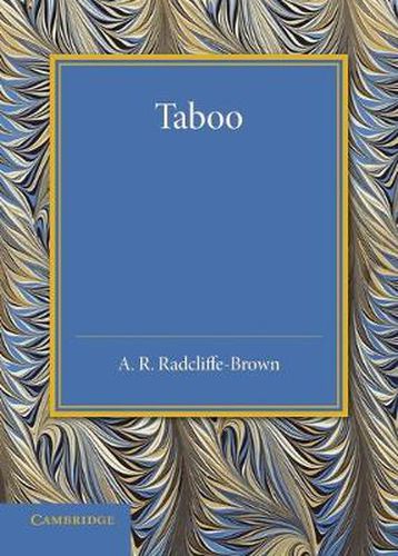 Cover image for Taboo: The Frazer Lecture 1939