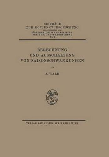 Cover image for Berechnung Und Ausschaltung Von Saisonschwankungen