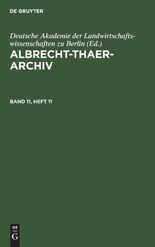 Cover image for Albrecht-Thaer-Archiv