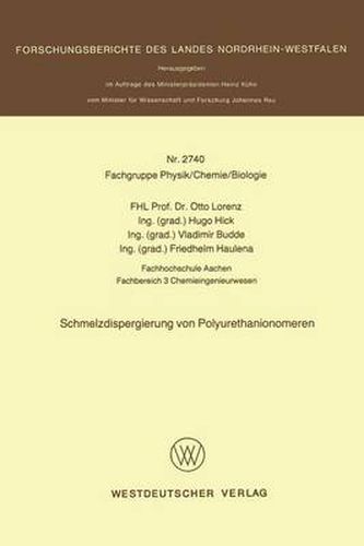 Schmelzdispergierung Von Polyurethanionomeren