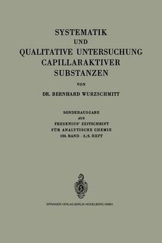 Cover image for Systematik und Qualitative Untersuchung Capillaraktiver Substanzen