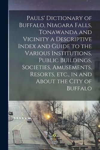 Cover image for Pauls' Dictionary of Buffalo, Niagara Falls, Tonawanda and Vicinity a Descriptive Index and Guide to the Various Institutions, Public Buildings, Societies, Amusements, Resorts, Etc., in and About the City of Buffalo