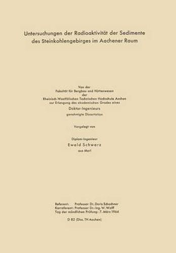 Cover image for Untersuchungen Der Radioaktivitat Der Sedimente Des Steinkohlengebirges Im Aachener Raum