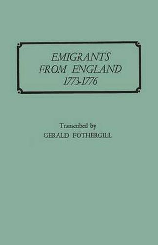 Cover image for Emigrants from England, 1773-1776