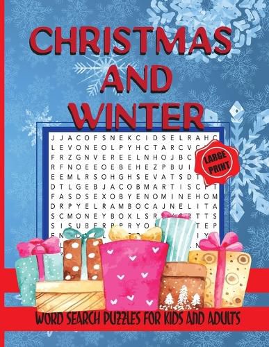 Cover image for Christmas and Winter Word Search Puzzles for Kids and Adults: 60 Jumbo Word Search Puzzles, Activity Game for Kids and Adults