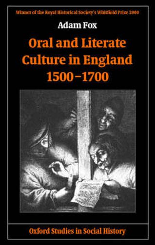 Cover image for Oral and Literate Culture in England, 1500-1700