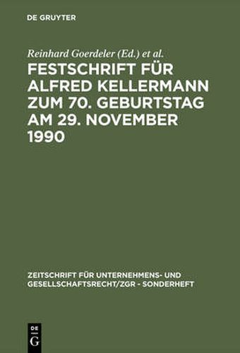 Cover image for Festschrift Fur Alfred Kellermann Zum 70. Geburtstag Am 29. November 1990
