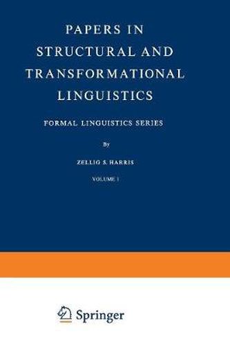 Cover image for Papers in Structural and Transformational Linguistics