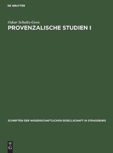 Cover image for Provenzalische Studien I