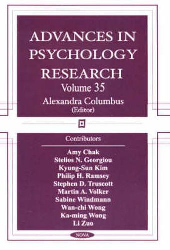 Cover image for Advances in Psychology Research: Volume 35