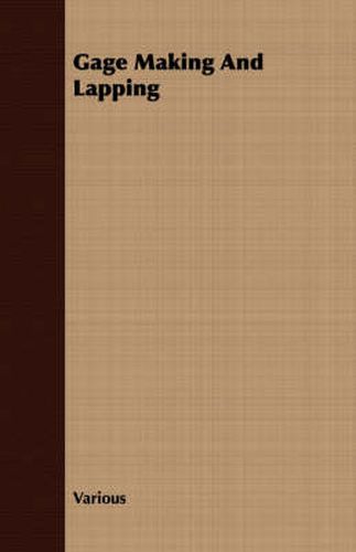 Cover image for Gage Making and Lapping