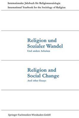 Cover image for Religion Und Sozialer Wandel Und Andere Arbeiten / Religion and Social Change and Other Essays