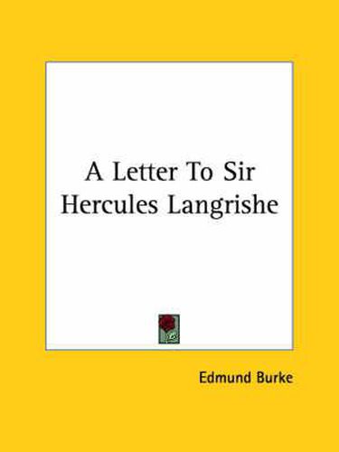 Cover image for A Letter to Sir Hercules Langrishe