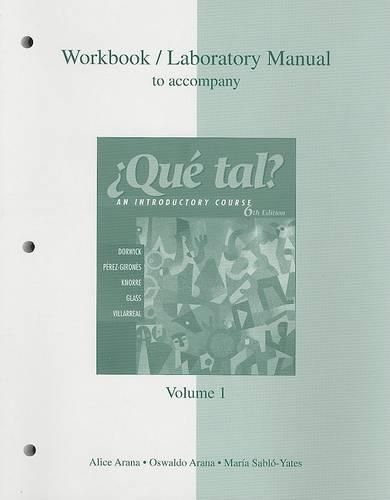 Cover image for Workbook/Lab Manual Volume 1 to Accompany Que Tal