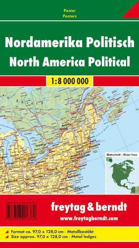 Cover image for North America Map Provided with Metal Ledges/Tube 1:8 000 000