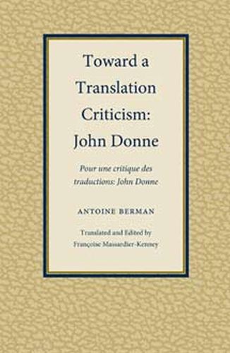 Cover image for Toward a Translation Criticism: John Donne