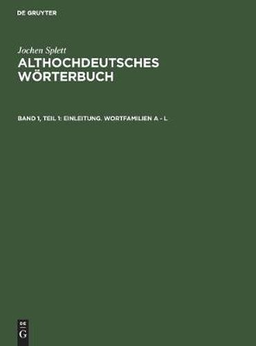 Cover image for Einleitung. Wortfamilien A - L