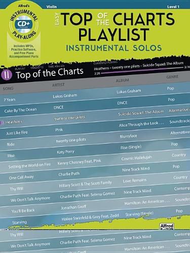 Cover image for Easy Top of the Charts Playlist Instrumental Solos for Strings: Violin, Book & CD