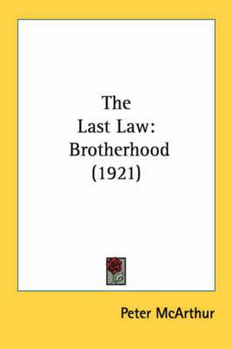 Cover image for The Last Law: Brotherhood (1921)