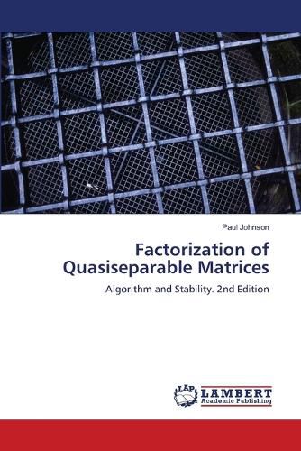 Cover image for Factorization of Quasiseparable Matrices