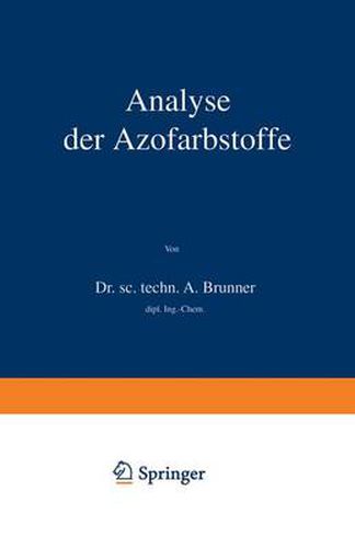 Cover image for Analyse Der Azofarbstoffe