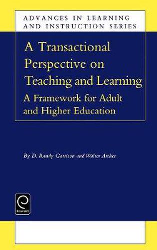 Cover image for Transactional Perspective on Teaching and Learning: A Framework for Adult and Higher Education