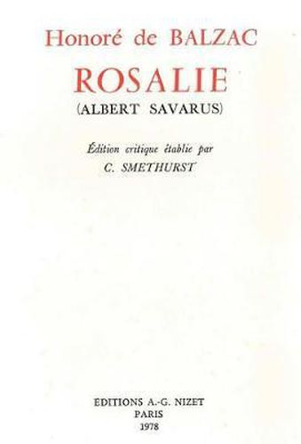 Cover image for Rosalie (Albert Savarus)