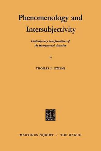 Cover image for Phenomenology and Intersubjectivity: Contemporary Interpretations of the Interpersonal Situation