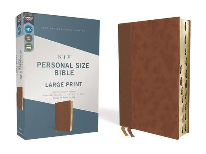 Cover image for NIV, Personal Size Bible, Large Print, Leathersoft, Brown, Red Letter, Thumb Indexed, Comfort Print