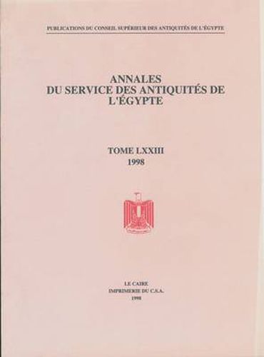 Cover image for Annales Du Service Des Antiquites de l'Egypte: Vol. 73