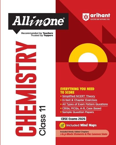 Cover image for Arihant All in One Chemistry Class 11 for Cbse Exams 2025-26 Simplified Theory, Topicwise Illustrations & Practice Questions, All Types of Exam Pattern Questions, Cbqs, MCQS, A-R, Case Based, Sample Question Papers, Board Questions Upto 2025, Mind Maps, & Project Work