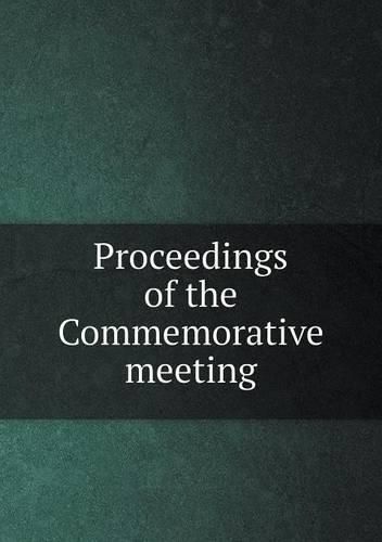 Cover image for Proceedings of the Commemorative meeting