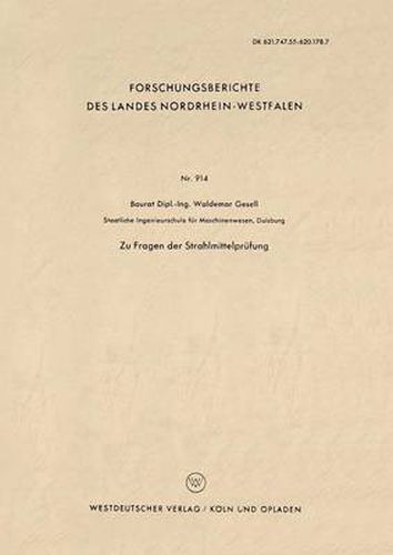 Cover image for Zu Fragen Der Strahlmittelprufung