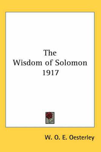 Cover image for The Wisdom of Solomon 1917