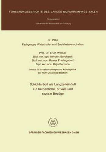 Cover image for Schichtarbeit Als Langzeiteinfluss Auf Betriebliche, Private Und Soziale Bezuge