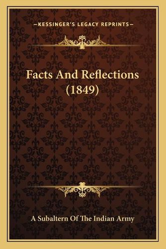 Cover image for Facts and Reflections (1849)
