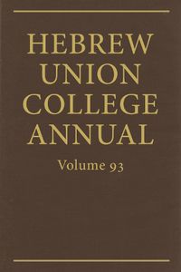 Cover image for Hebrew Union College Annual Vol. 93 (2022)