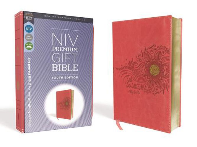 Cover image for NIV, Premium Gift Bible, Youth Edition, Leathersoft, Coral, Red Letter, Comfort Print: The Perfect Bible for Any Gift-Giving Occasion