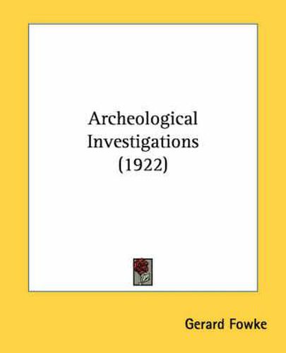 Cover image for Archeological Investigations (1922)